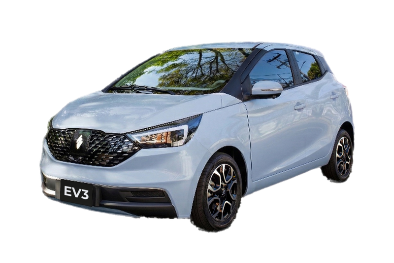 JMEV EV3, vista frontal en tres cuartos